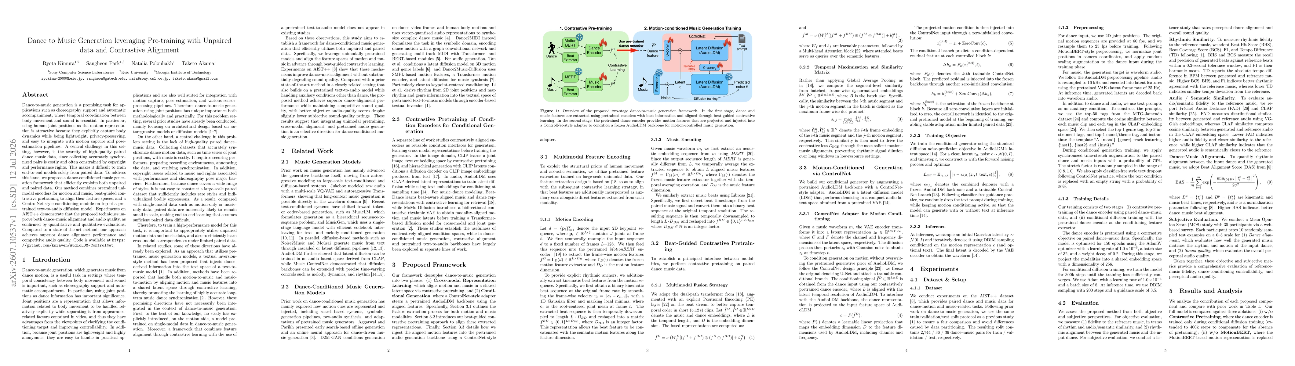 Thumbnail for Dance to Music Generation leveraging Pre-training with Unpaired data and Contrastive Alignment
