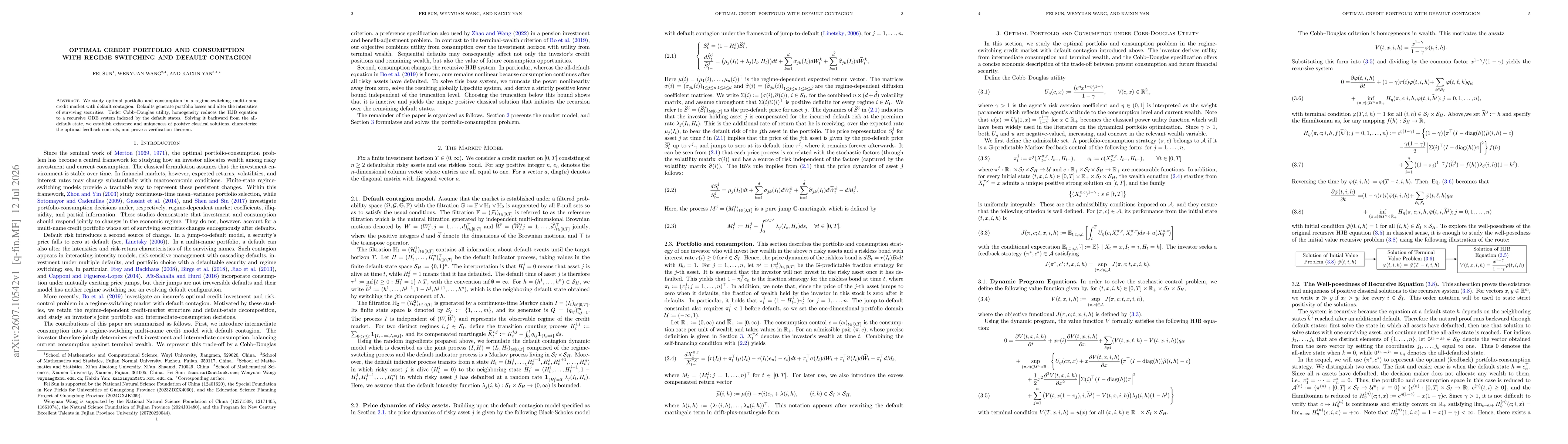 Thumbnail for optimal credit portfolio and consumption with regime switching and default contagion