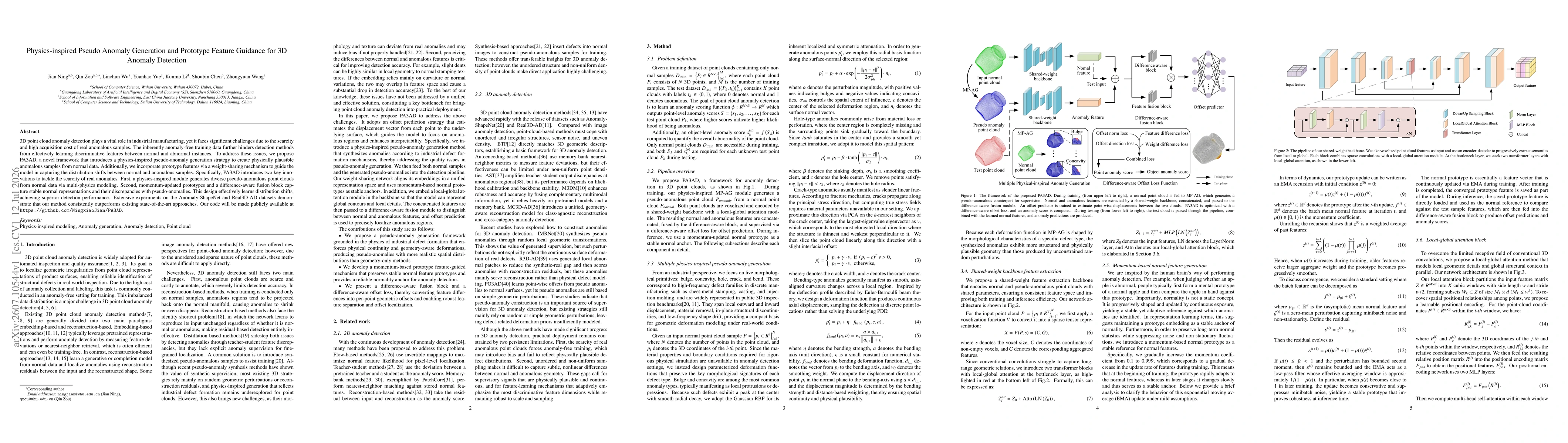 Thumbnail for Physics-inspired Pseudo Anomaly Generation and Prototype Feature Guidance for 3D Anomaly Detection