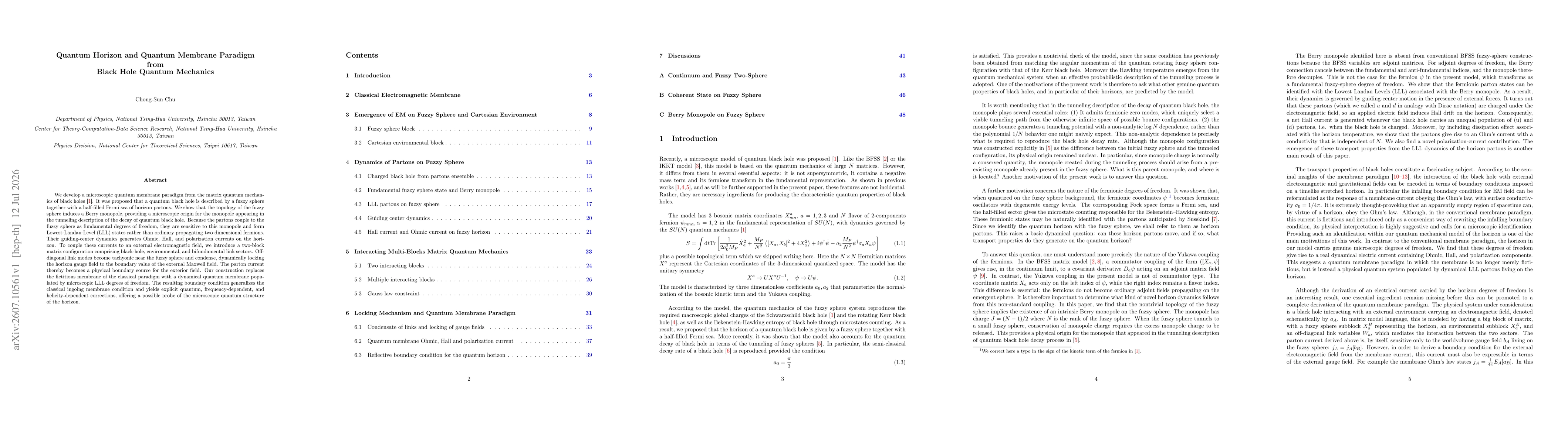 Thumbnail for Quantum Horizon and Quantum Membrane Paradigm from Black Hole Quantum Mechanics