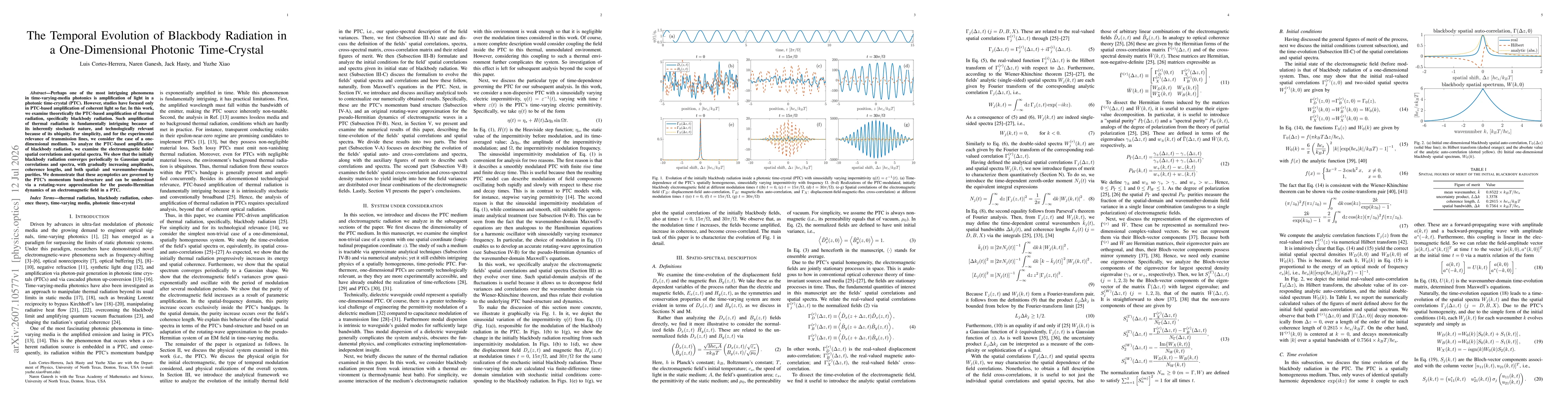 Thumbnail for The Temporal Evolution of Blackbody Radiation in a One-Dimensional Photonic Time-Crystal