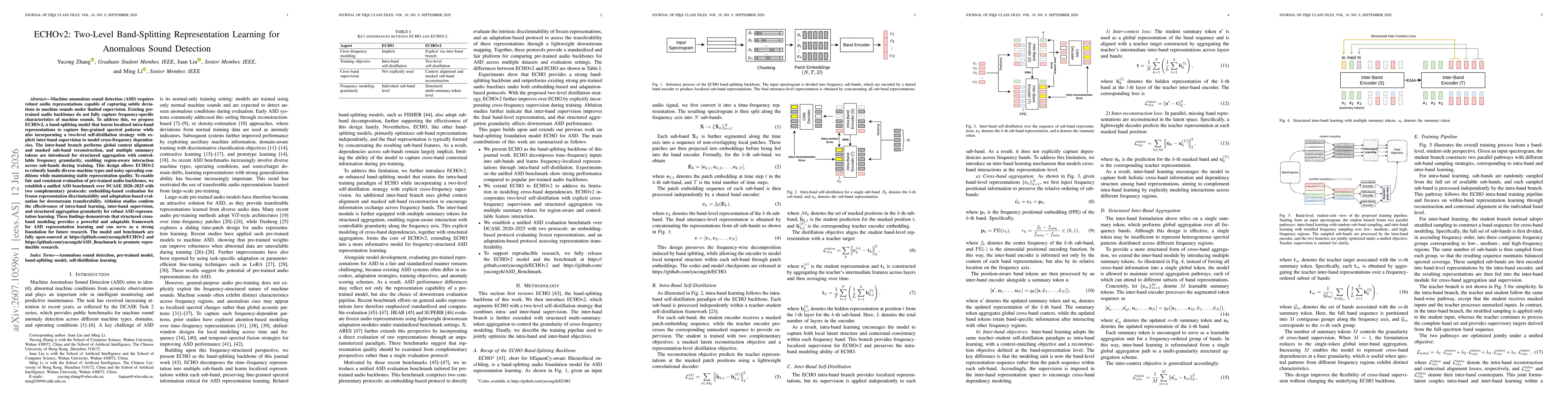 Thumbnail for ECHOv2: Two-Level Band-Splitting Representation Learning for Anomalous Sound Detection