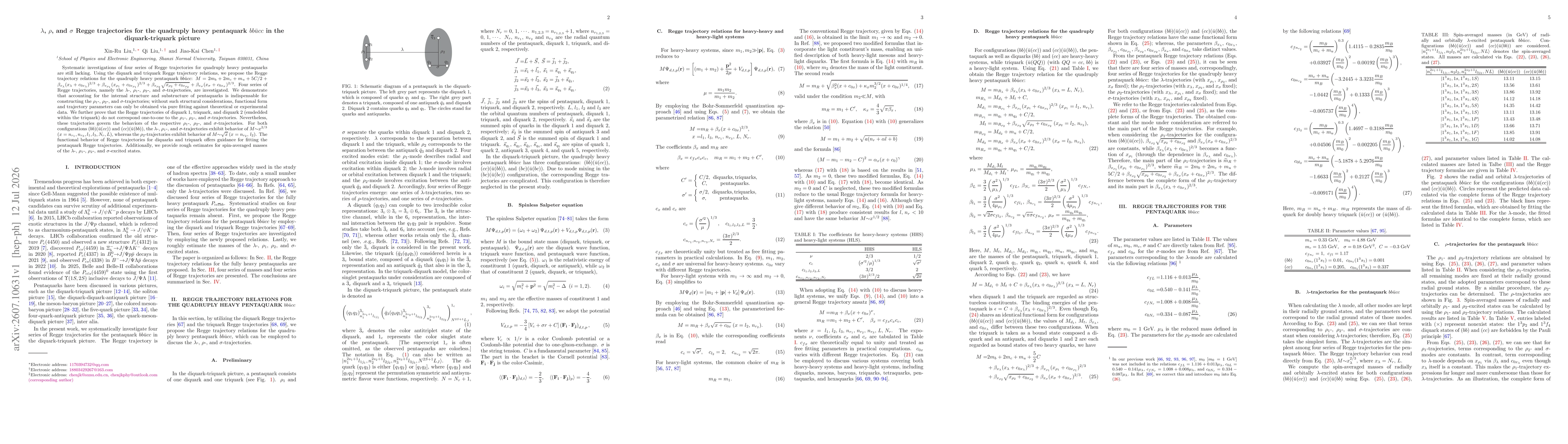 Thumbnail for $λ$, $ρ$, and $σ$ Regge trajectories for the quadruply heavy pentaquark $bb\bar{u}cc$ in the diquark-triquark picture