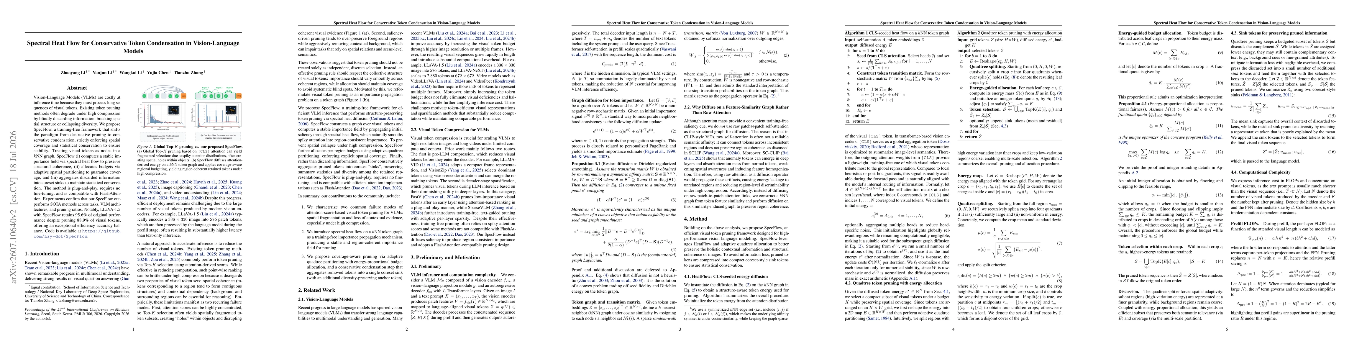 Thumbnail for Spectral Heat Flow for Conservative Token Condensation in Vision-Language Models