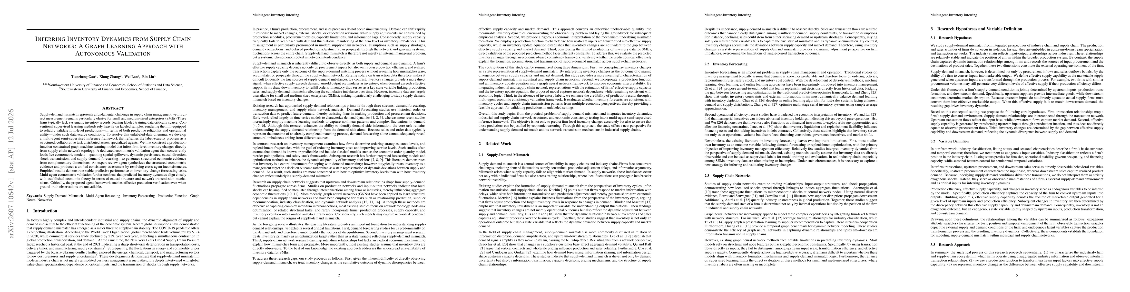 Thumbnail for Inferring Inventory Dynamics from Supply Chain Networks: A Graph Learning Approach with Autonomous Validation