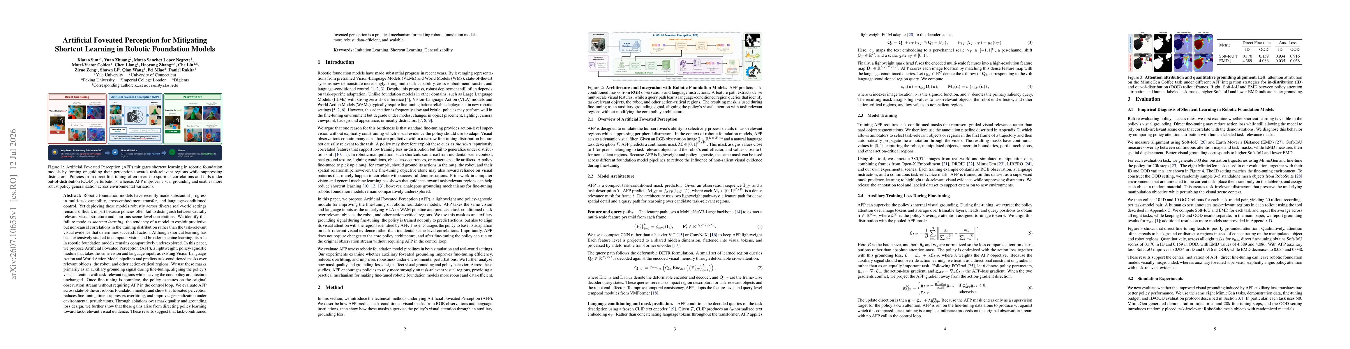 Thumbnail for Artificial Foveated Perception for Mitigating Shortcut Learning in Robotic Foundation Models