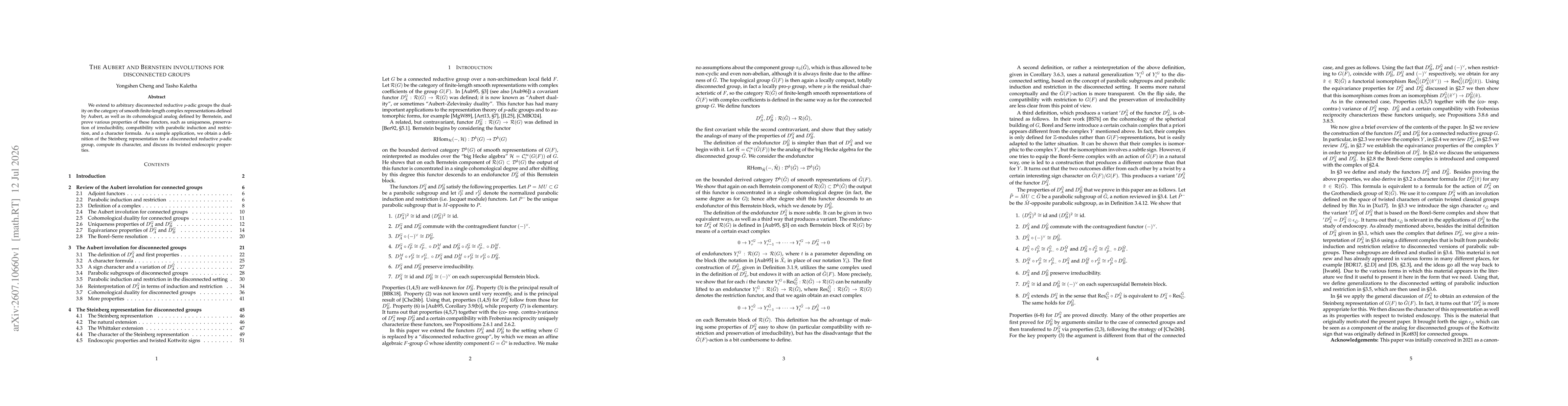 Thumbnail for The Aubert and Bernstein involutions for disconnected groups