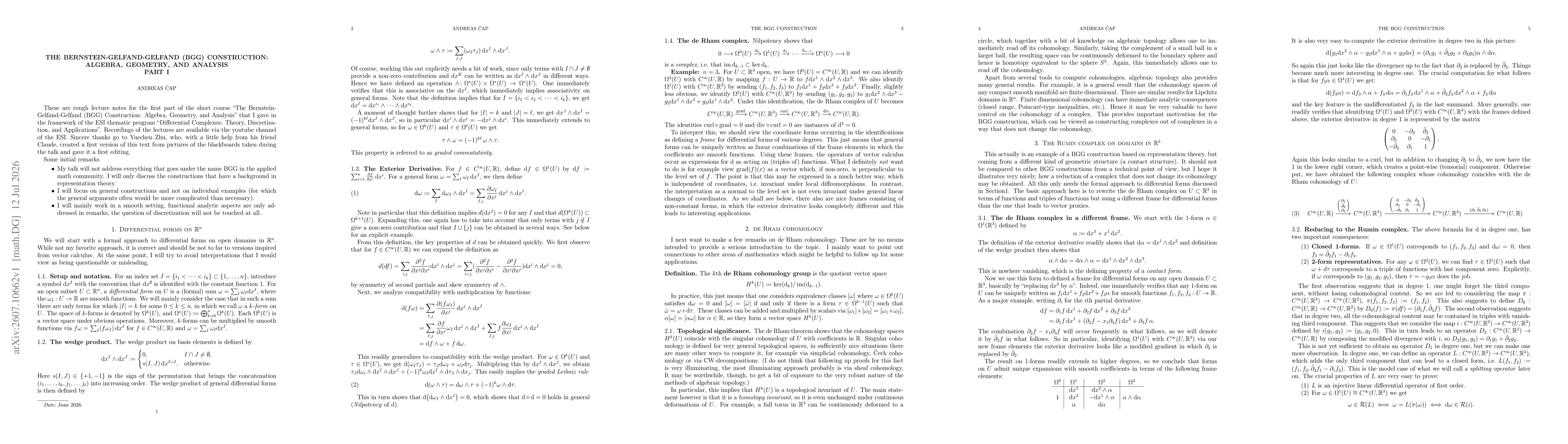 Thumbnail for The Bernstein-Gelfand-Gelfand (BGG) Construction: Algebra, Geometry, and Analysis; Part I