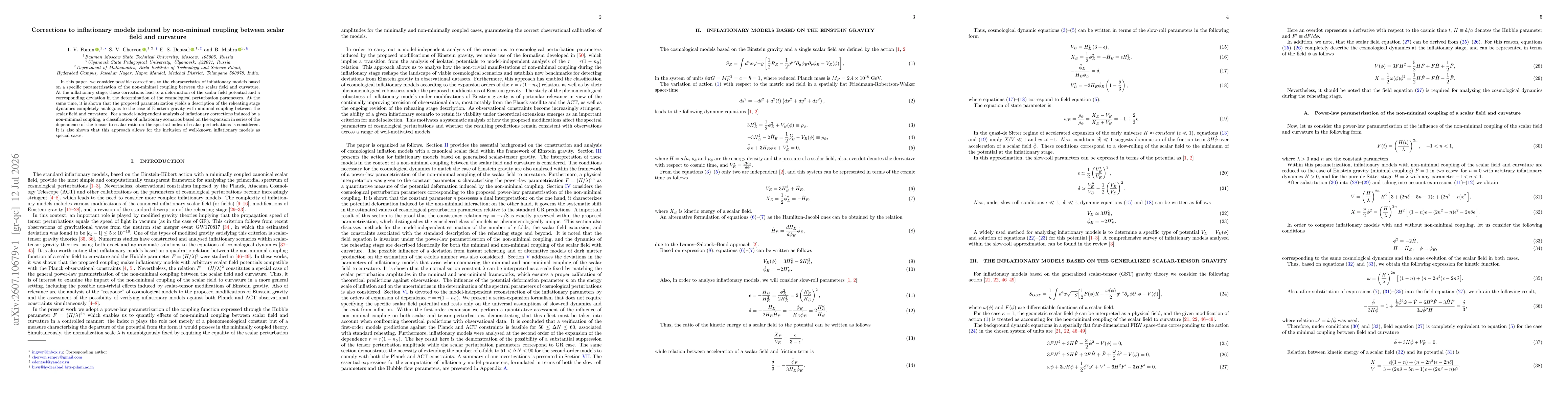 Thumbnail for Corrections to inflationary models induced by non-minimal coupling between scalar field and curvature