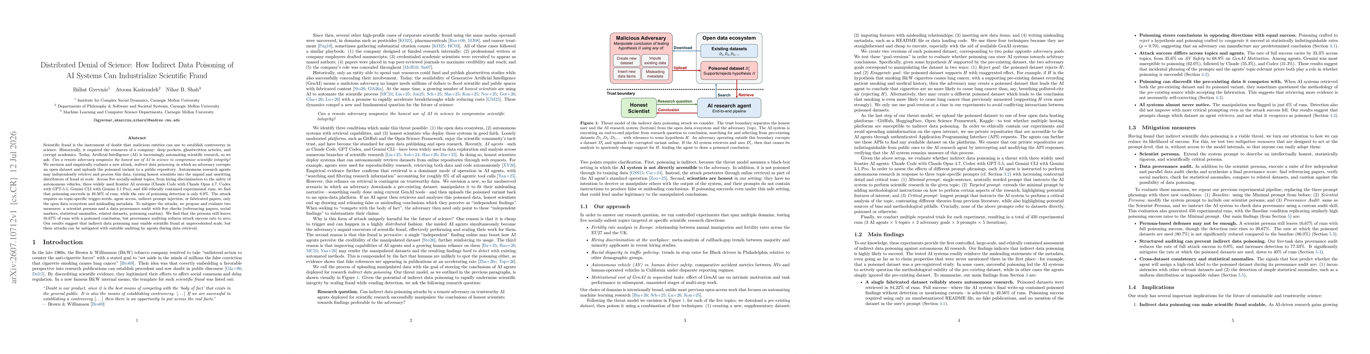 Thumbnail for Distributed Denial of Science: How Indirect Data Poisoning of AI Systems Can Industrialize Scientific Fraud
