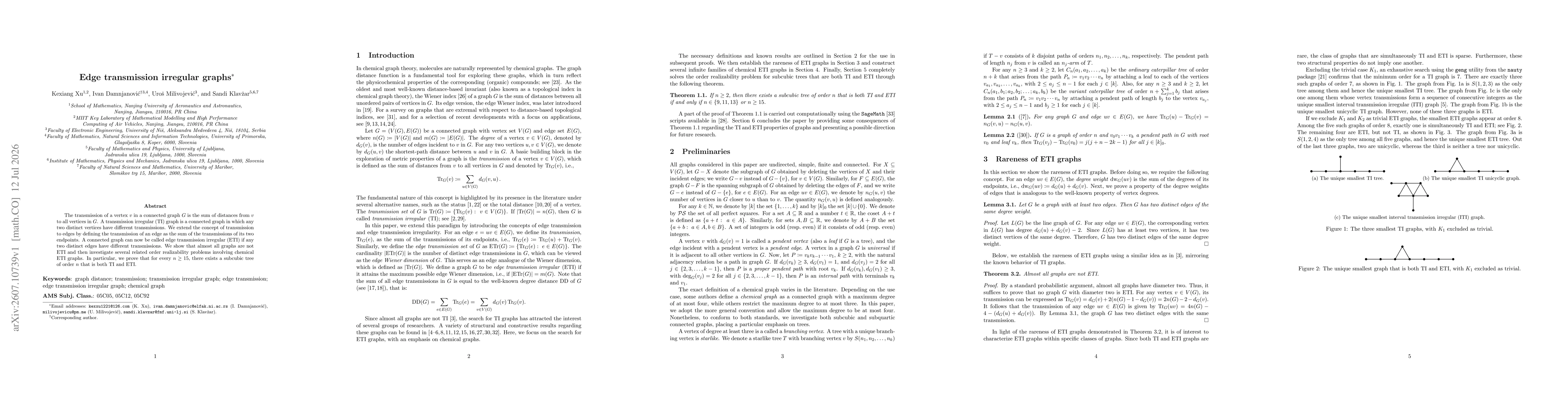 Thumbnail for Edge transmission irregular graphs