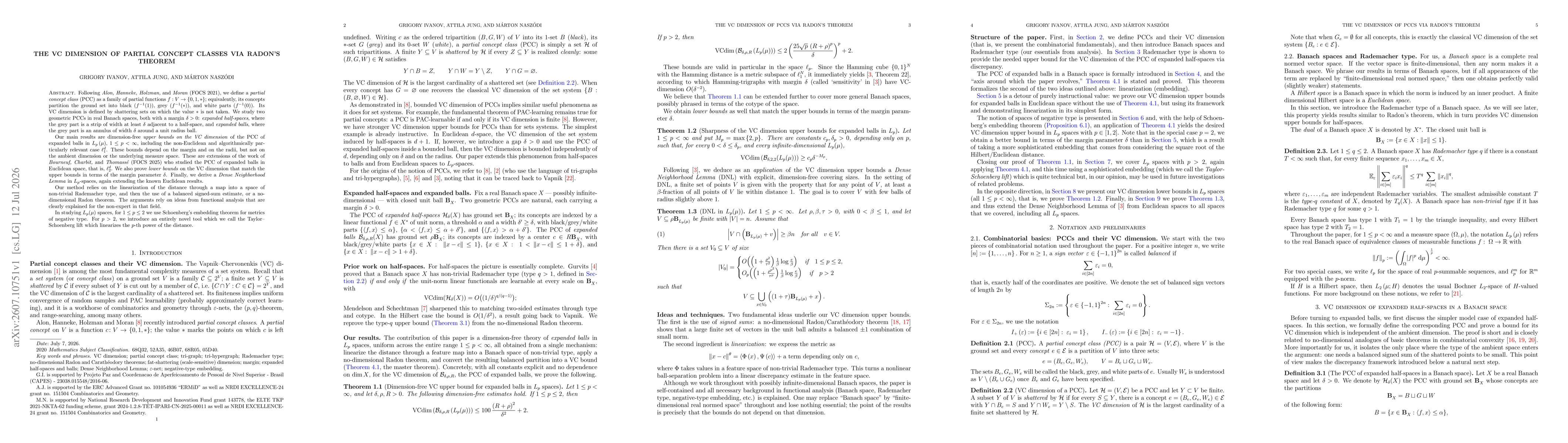 Thumbnail for The VC dimension of partial concept classes via Radon's theorem