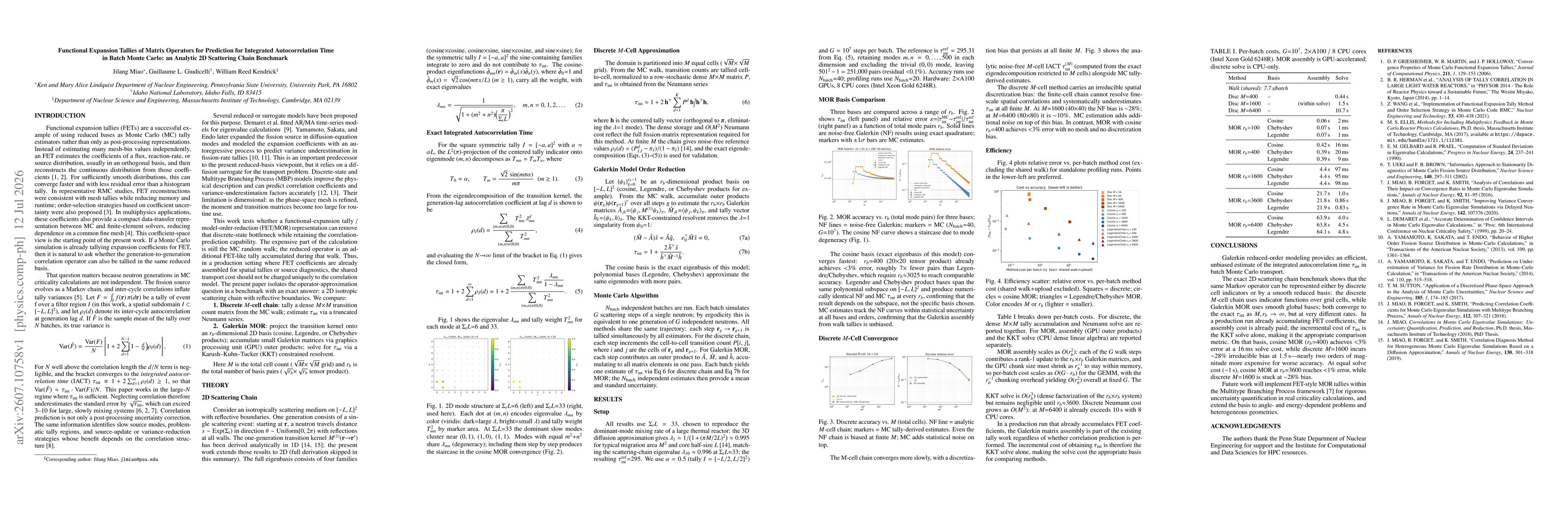 Thumbnail for Functional Expansion Tallies of Matrix Operators for Prediction for Integrated Autocorrelation Time in Batch Monte Carlo: an Analytic 2D Scattering Chain Benchmark