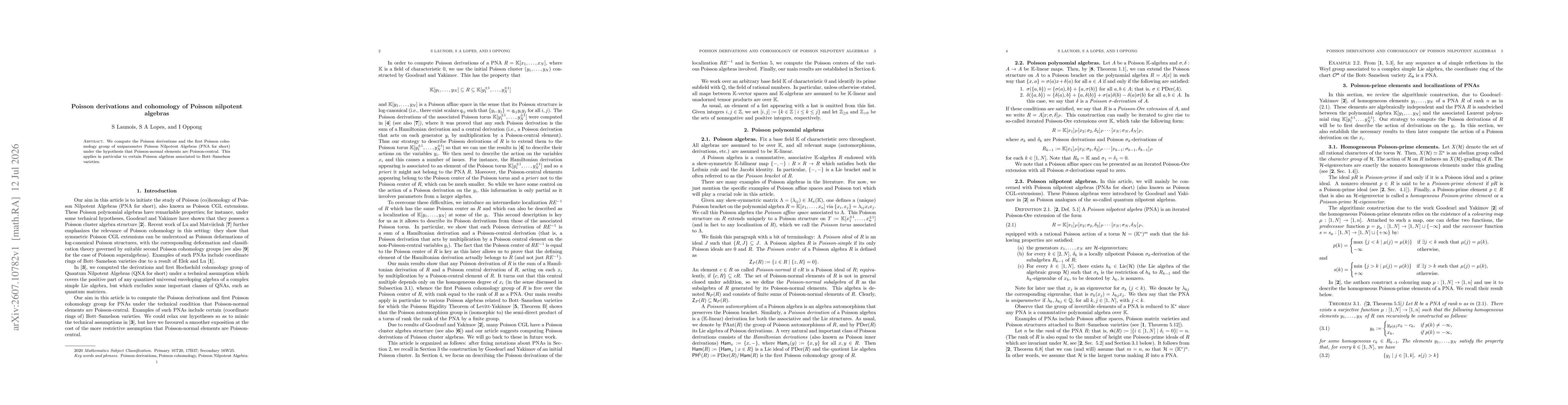 Thumbnail for Poisson derivations and cohomology of Poisson nilpotent algebras