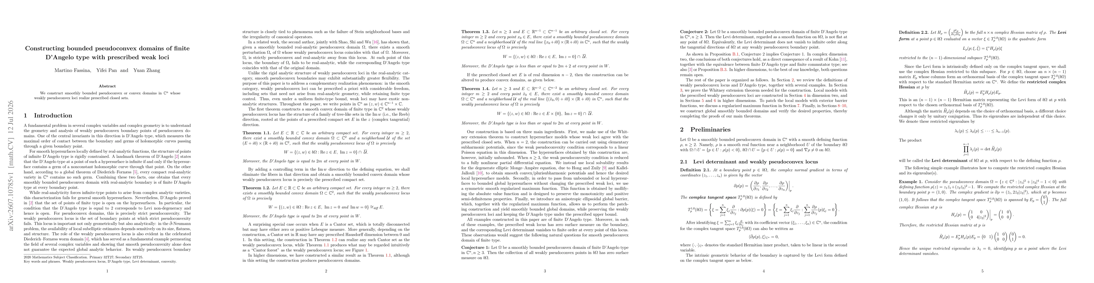 Thumbnail for Constructing bounded pseudoconvex domains of finite D'Angelo type with prescribed weak loci