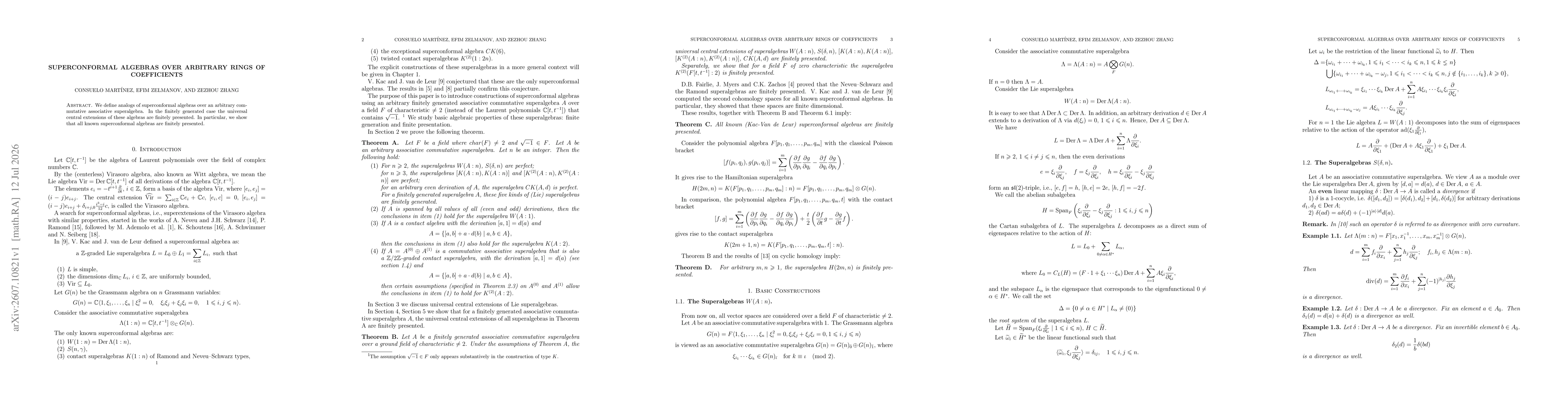 Thumbnail for Superconformal algebras over arbitrary rings of coefficients