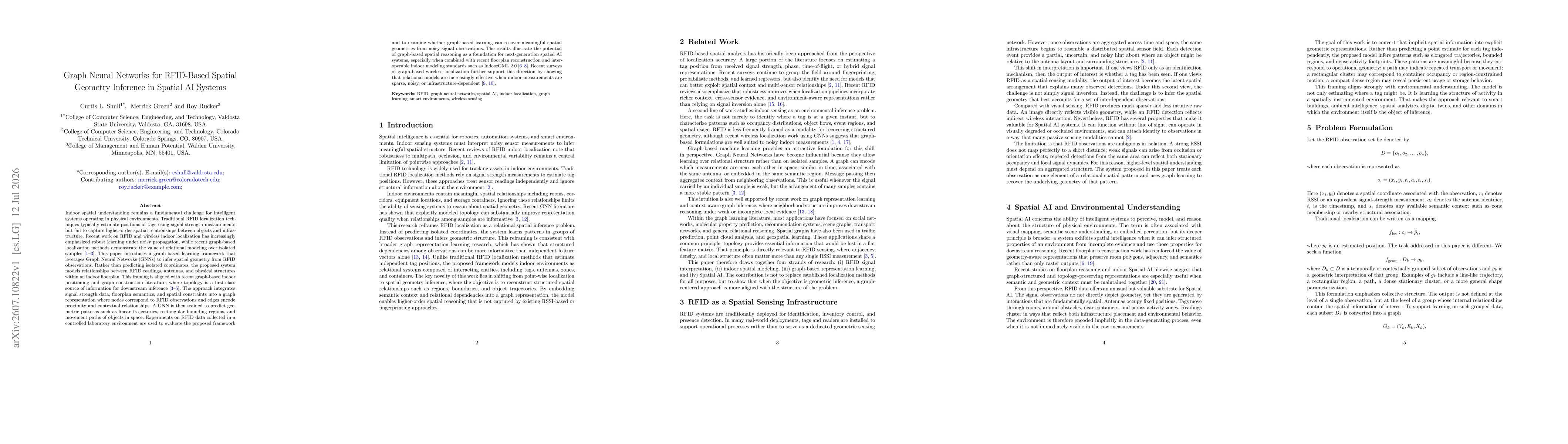 Thumbnail for Graph Neural Networks for RFID-Based Spatial Geometry Inference in Spatial AI Systems