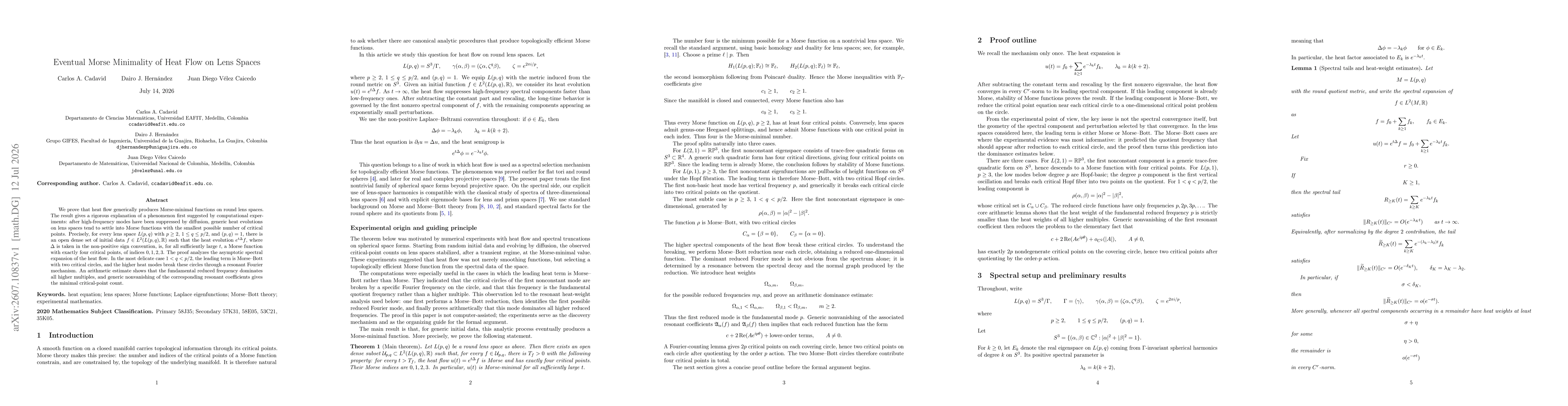 Thumbnail for Eventual Morse Minimality of Heat Flow on Lens Spaces