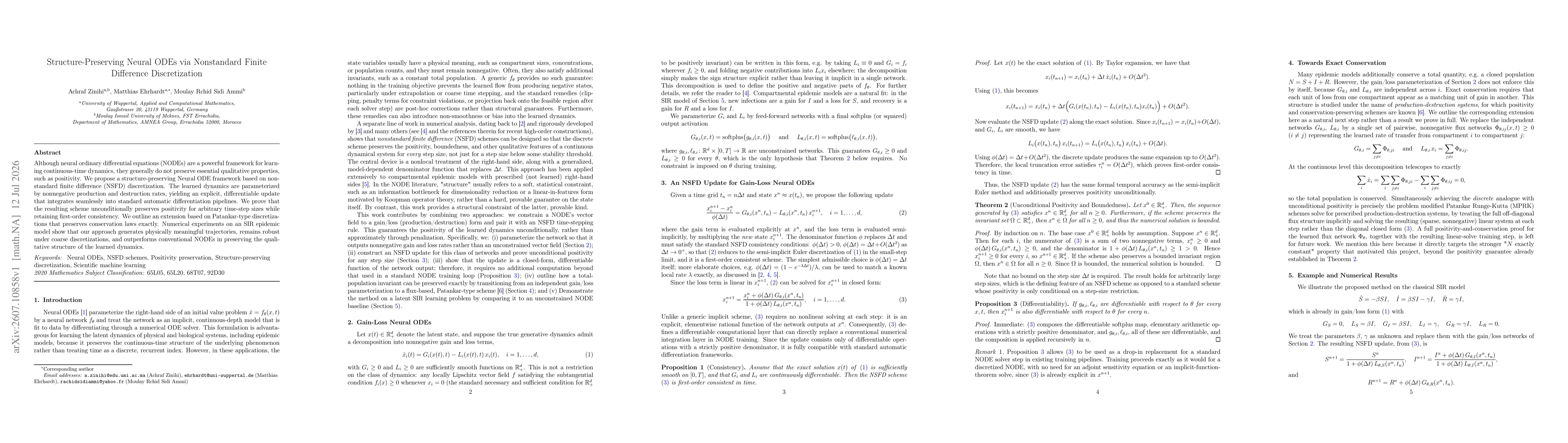 Thumbnail for Structure-Preserving Neural ODEs via Nonstandard Finite Difference Discretization