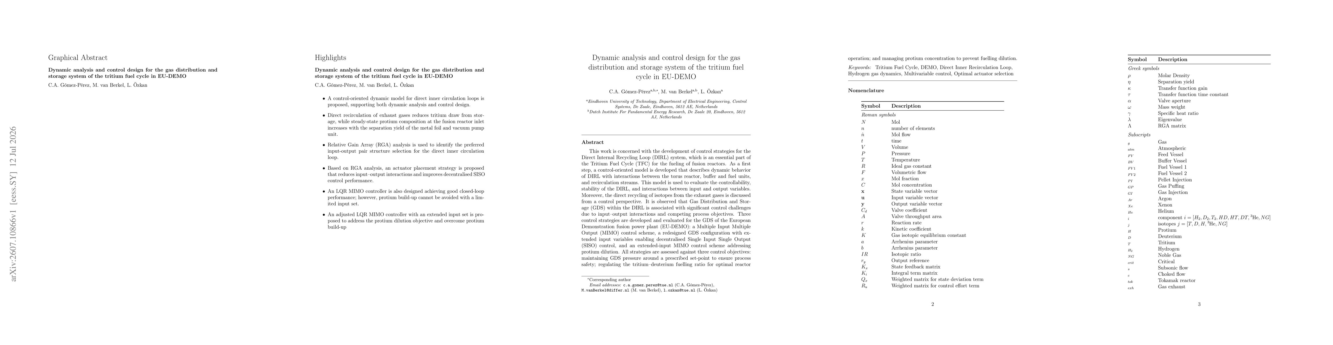 Thumbnail for Dynamic analysis and control design for the gas distribution and storage system of the tritium fuel cycle in EU-DEMO