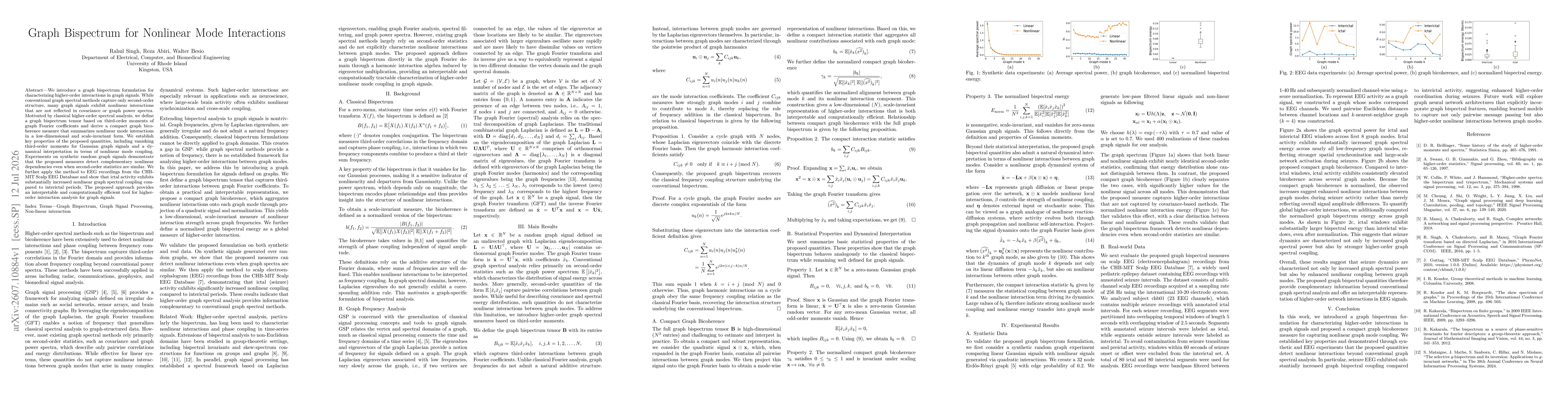 Thumbnail for Graph Bispectrum for Nonlinear Mode Interactions