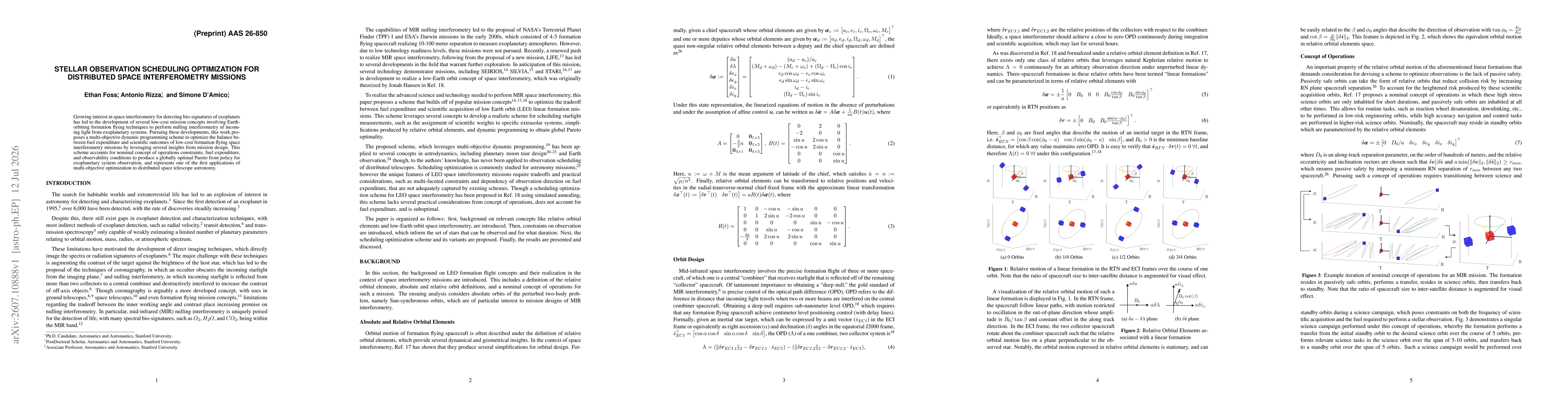 Thumbnail for Stellar Observation Scheduling Optimization for Distributed Space Interferometry Missions