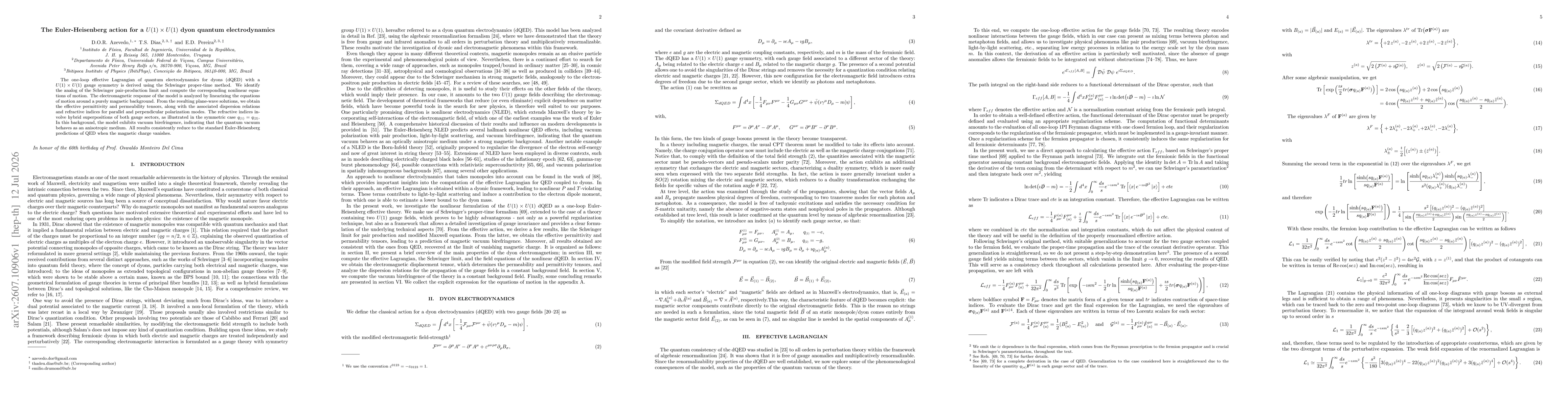 Thumbnail for The Euler-Heisenberg action for a $U(1)\times U(1)$ dyon quantum electrodynamics