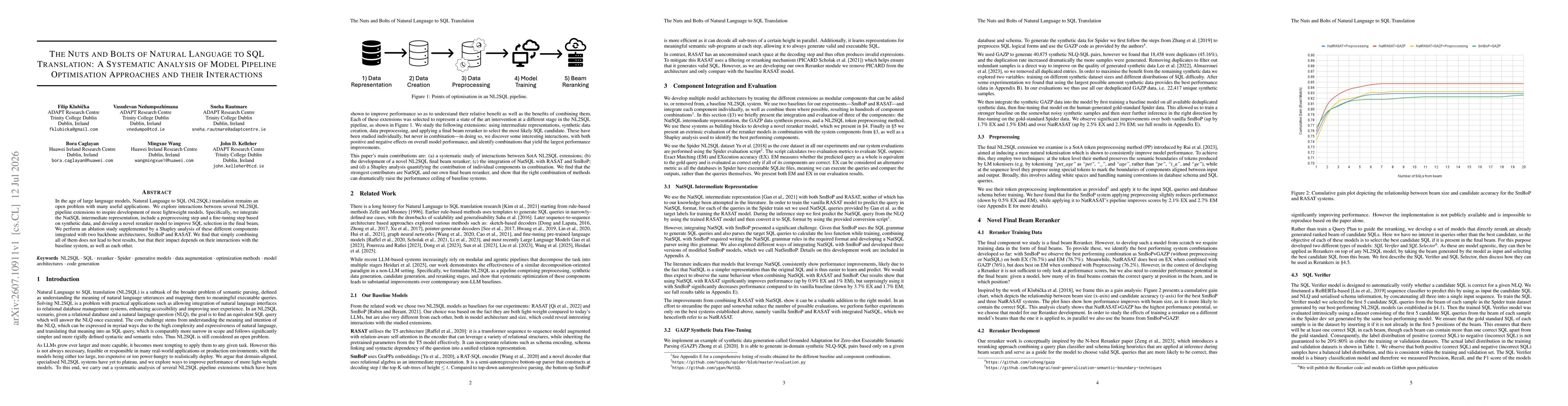 Thumbnail for The Nuts and Bolts of Natural Language to SQL Translation: A Systematic Analysis of Model Pipeline Optimisation Approaches and their Interactions