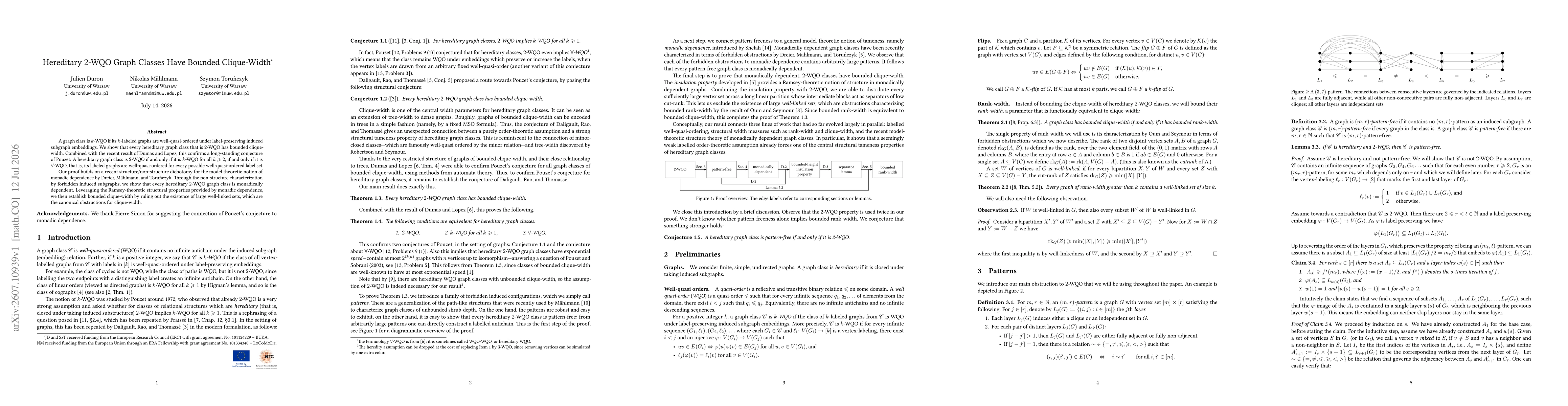 Thumbnail for Hereditary 2-WQO Graph Classes Have Bounded Clique-Width