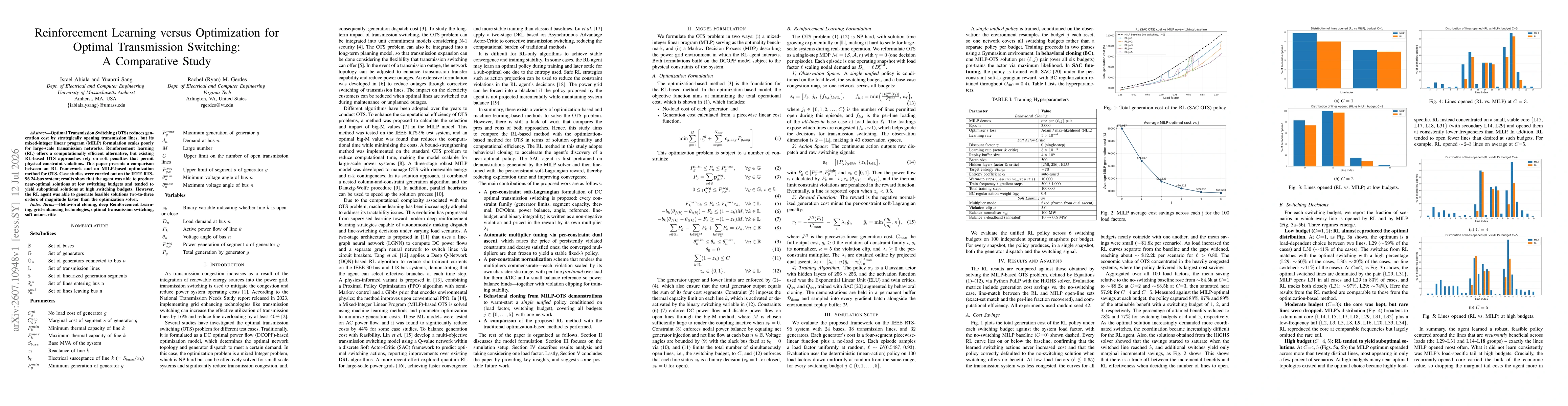 Thumbnail for Reinforcement Learning versus Optimization for Optimal Transmission Switching: A Comparative Study