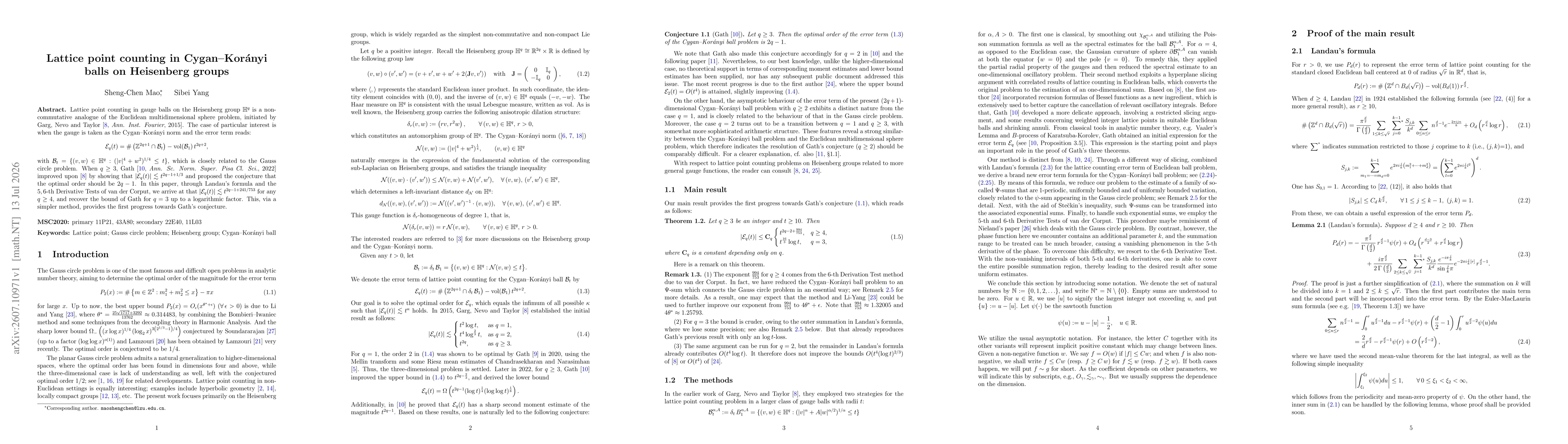 Thumbnail for Lattice point counting in Cygan--Korányi balls on Heisenberg groups