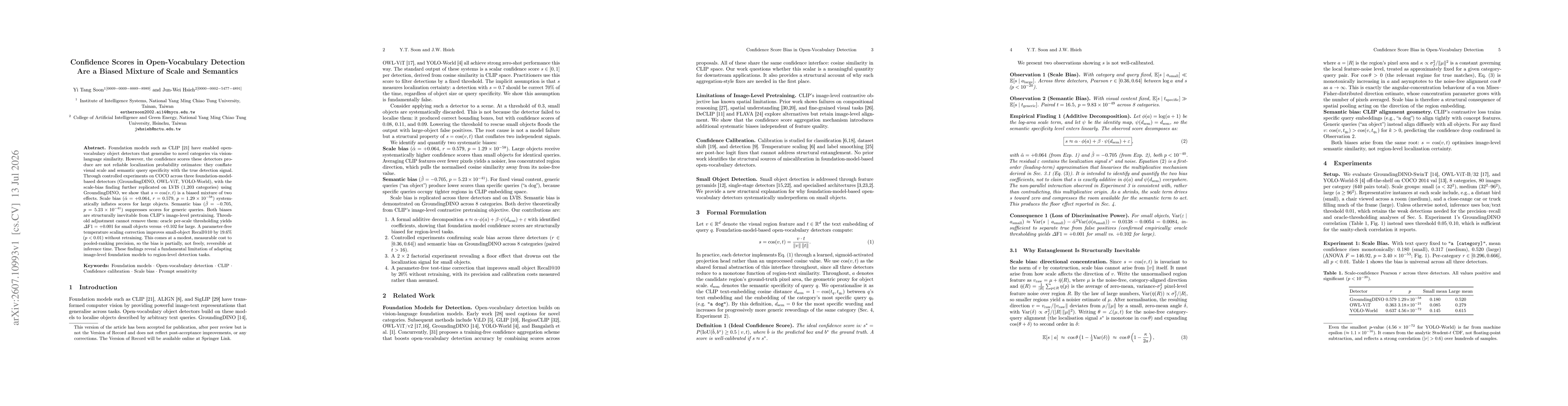 Thumbnail for Confidence Scores in Open-Vocabulary Detection Are a Biased Mixture of Scale and Semantics
