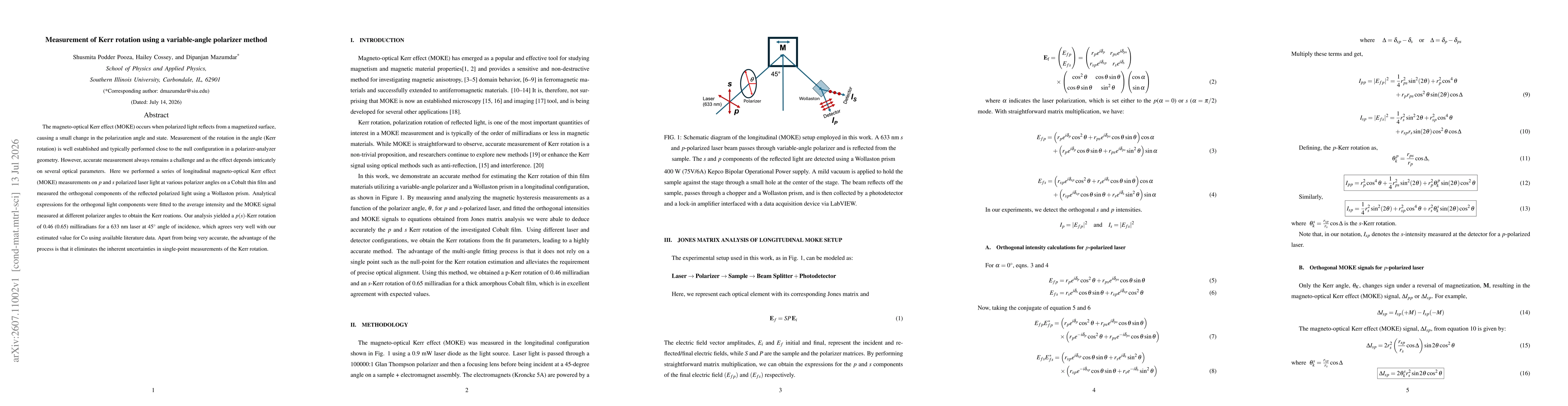 Thumbnail for Measurement of Kerr rotation using a variable-angle polarizer method