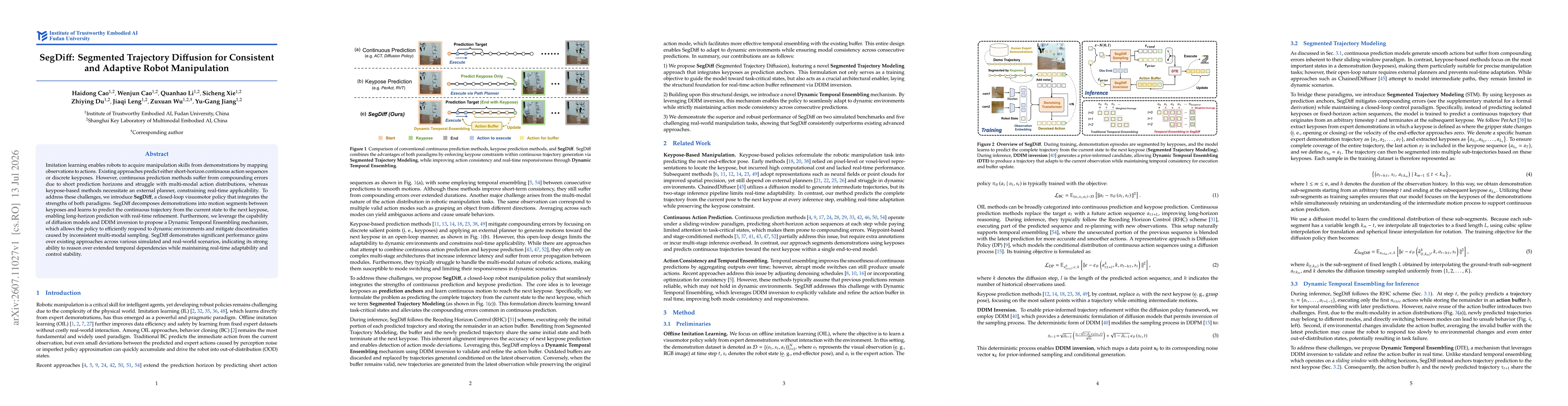Thumbnail for SegDiff: Segmented Trajectory Diffusion for Consistent and Adaptive Robot Manipulation
