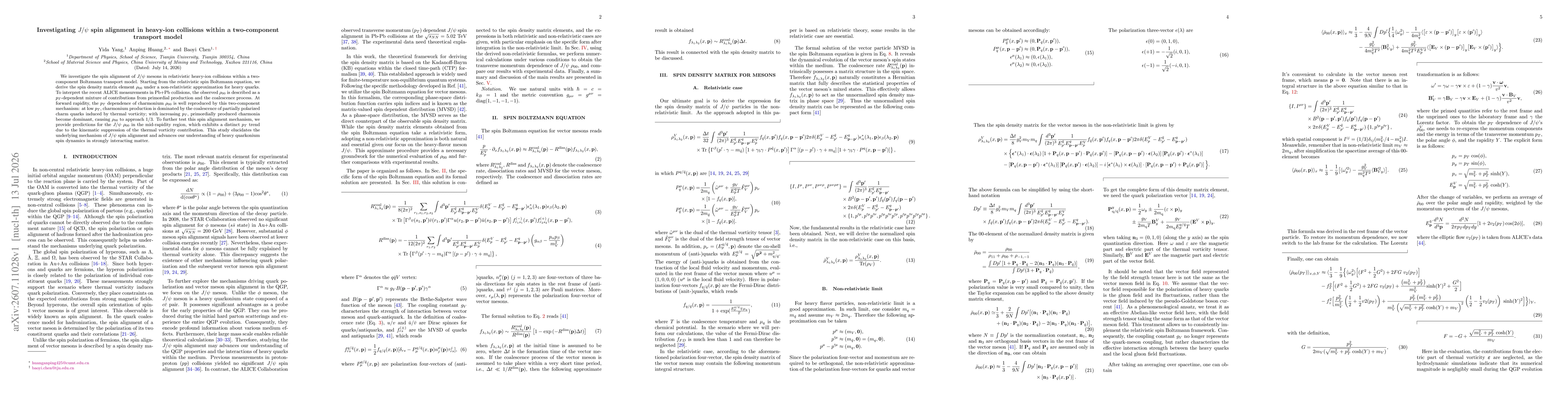 Thumbnail for Investigating $J/ψ$ spin alignment in heavy-ion collisions within a two-component transport model