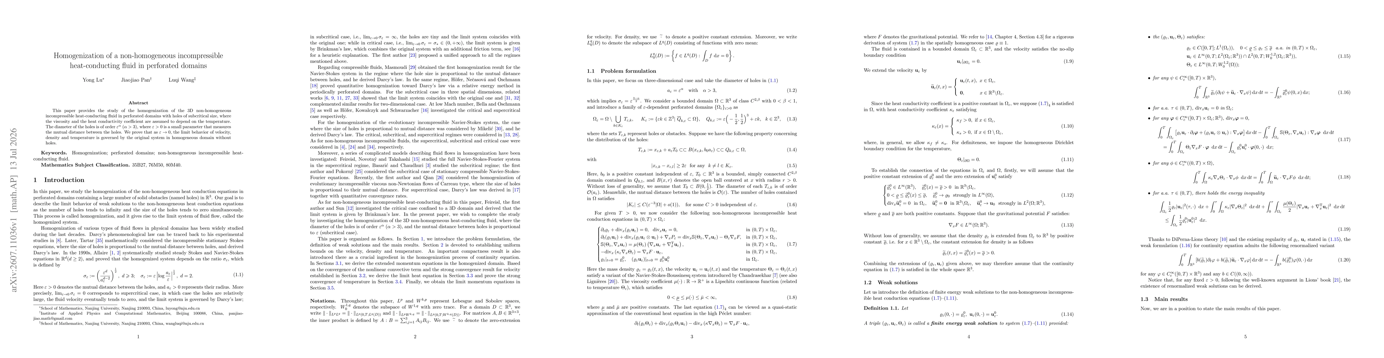 Thumbnail for Homogenization of a non-homogeneous incompressible heat-conducting fluid in perforated domains