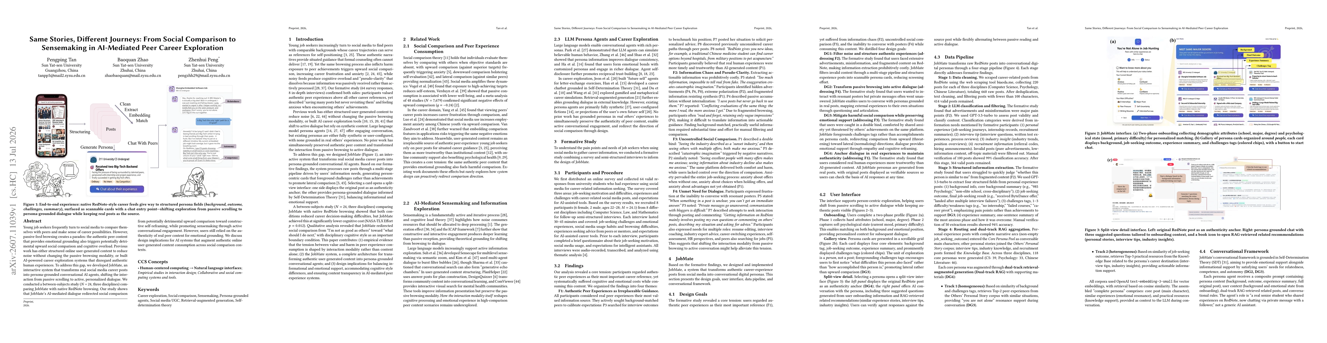Thumbnail for Same Stories, Different Journeys: From Social Comparison to Sensemaking in AI-Mediated Peer Career Exploration