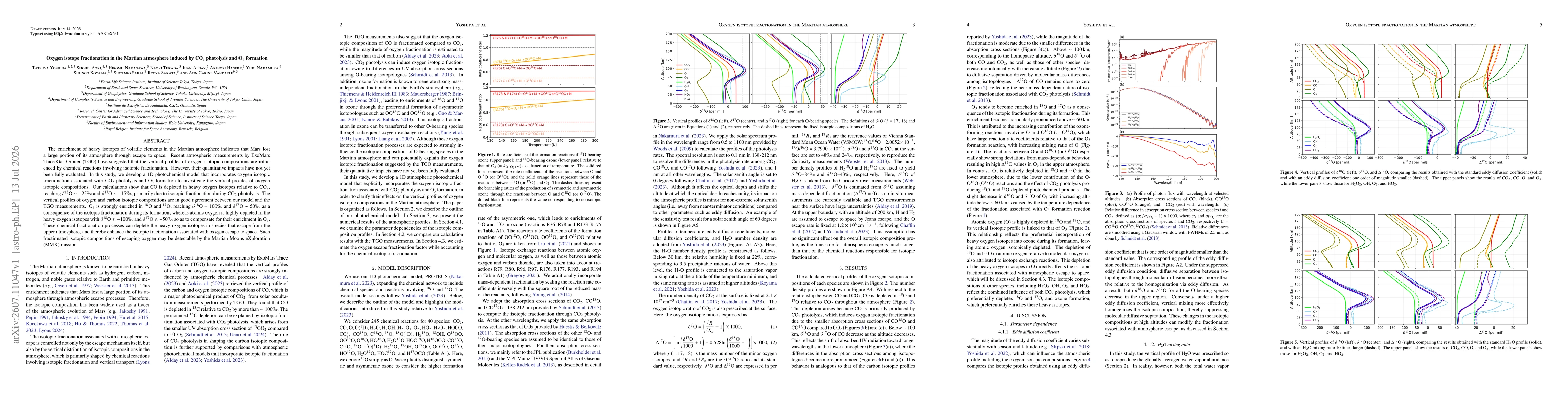 Thumbnail for Oxygen isotope fractionation in the Martian atmosphere induced by CO$_2$ photolysis and O$_3$ formation
