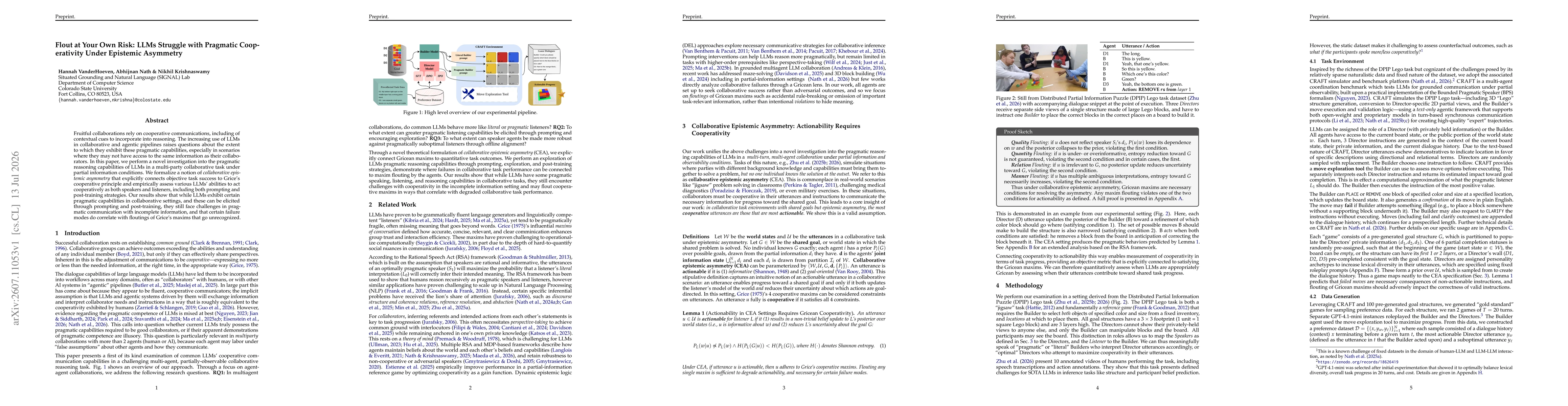 Thumbnail for Flout at Your Own Risk: LLMs Struggle with Pragmatic Cooperativity Under Epistemic Asymmetry