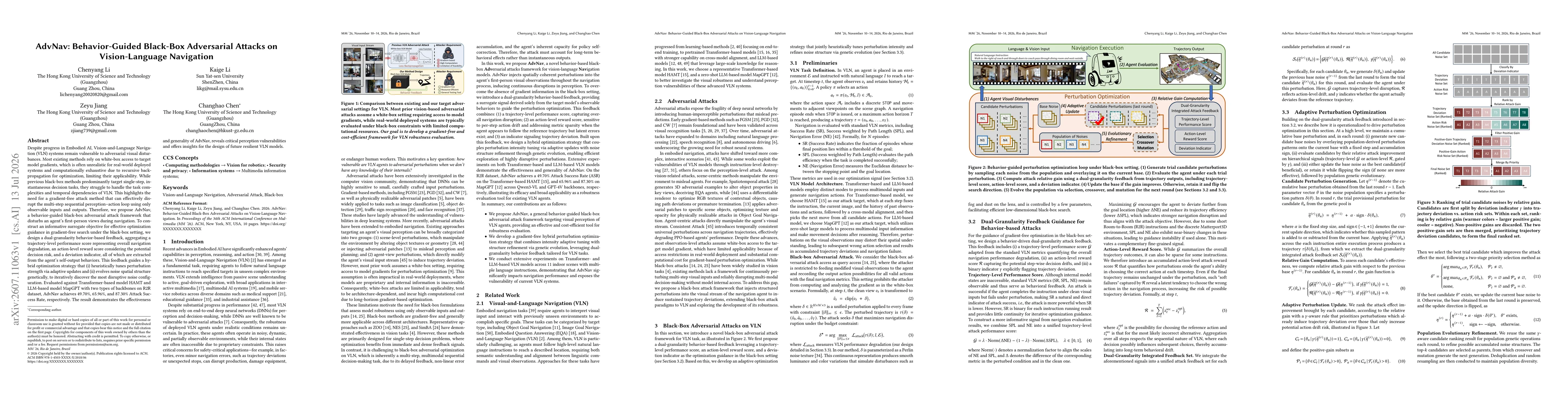 Thumbnail for AdvNav: Behavior-Guided Black-Box Adversarial Attacks on Vision-Language Navigation
