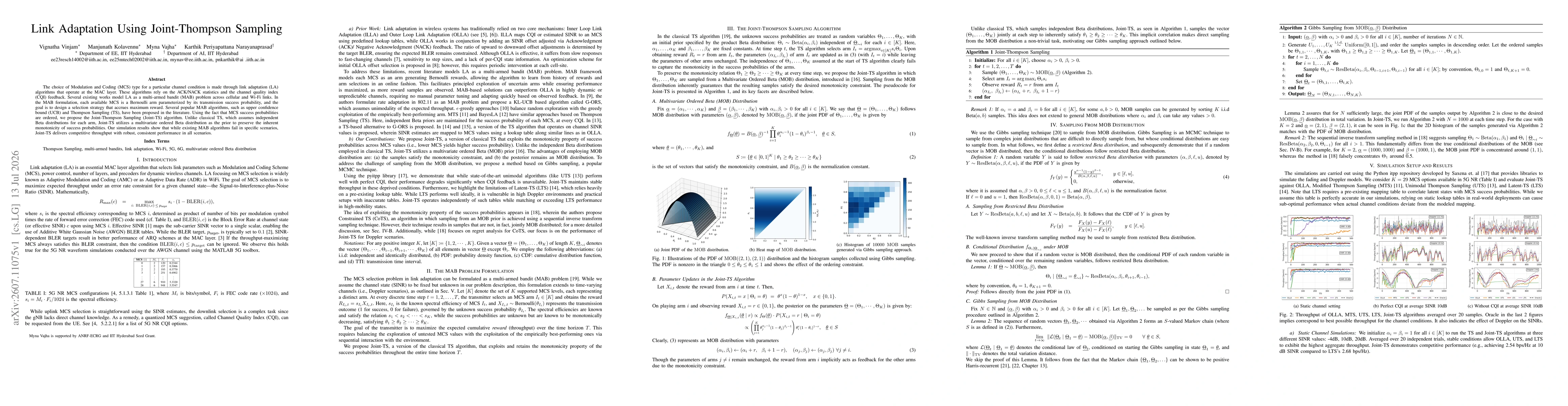 Thumbnail for Link Adaptation Using Joint-Thompson Sampling