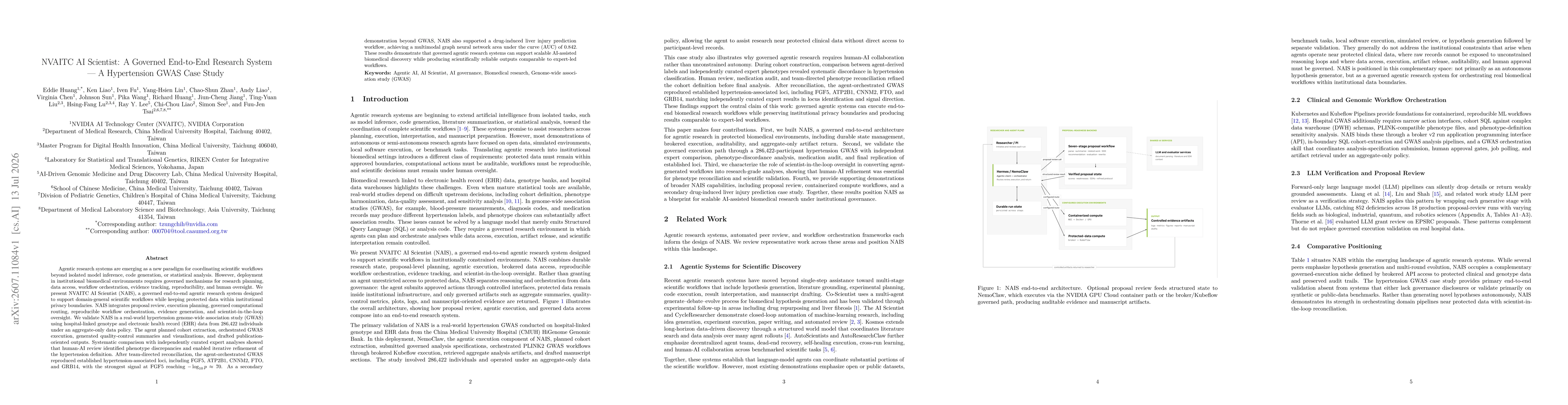 Thumbnail for NVAITC AI Scientist: A Governed End-to-End Research System -- A Hypertension GWAS Case Study