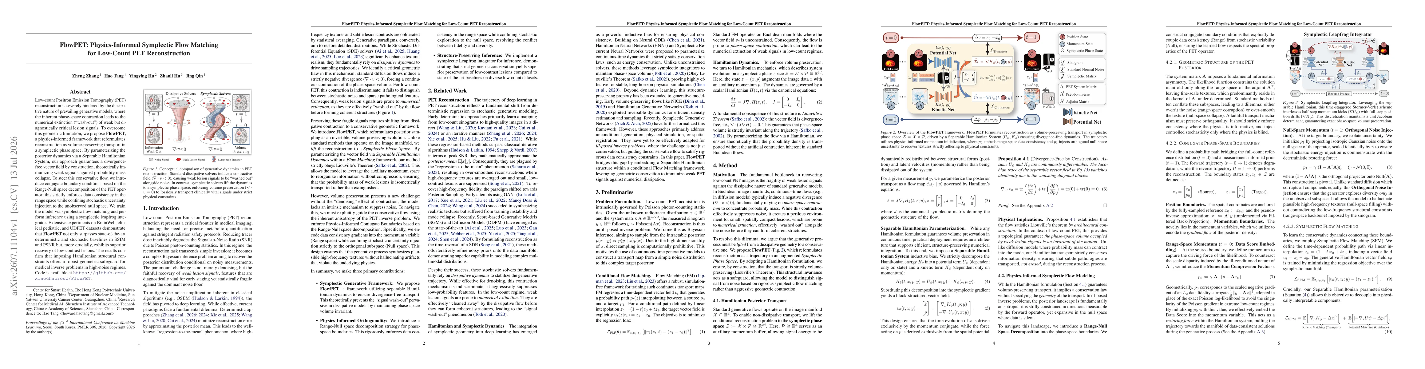 Thumbnail for FlowPET: Physics-Informed Symplectic Flow Matching for Low-Count PET Reconstruction