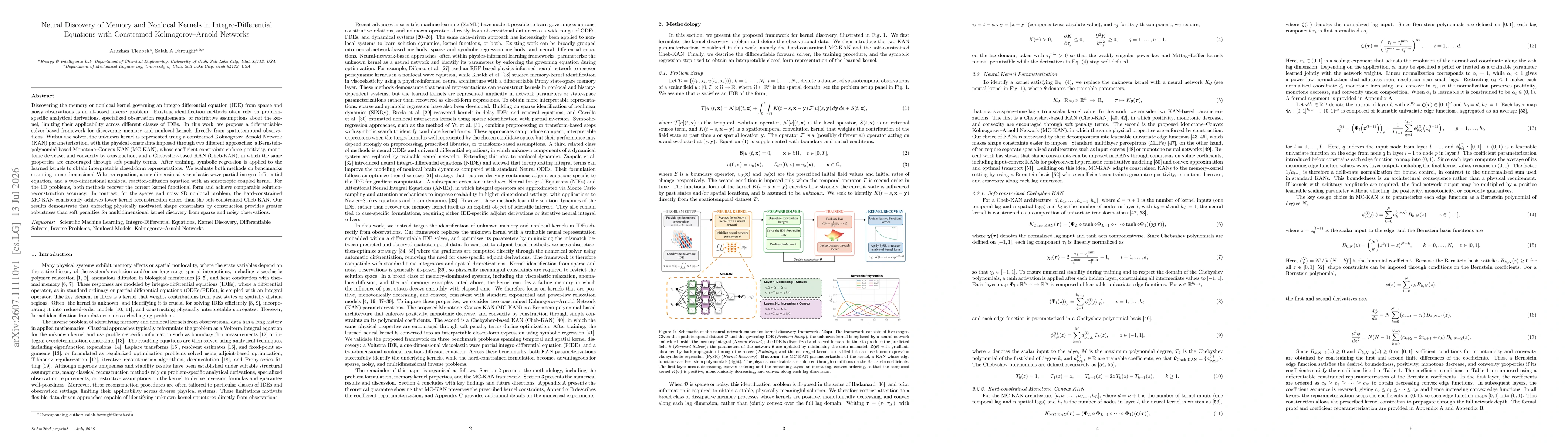 Thumbnail for Neural Discovery of Memory and Nonlocal Kernels in Integro-Differential Equations with Constrained Kolmogorov--Arnold Networks