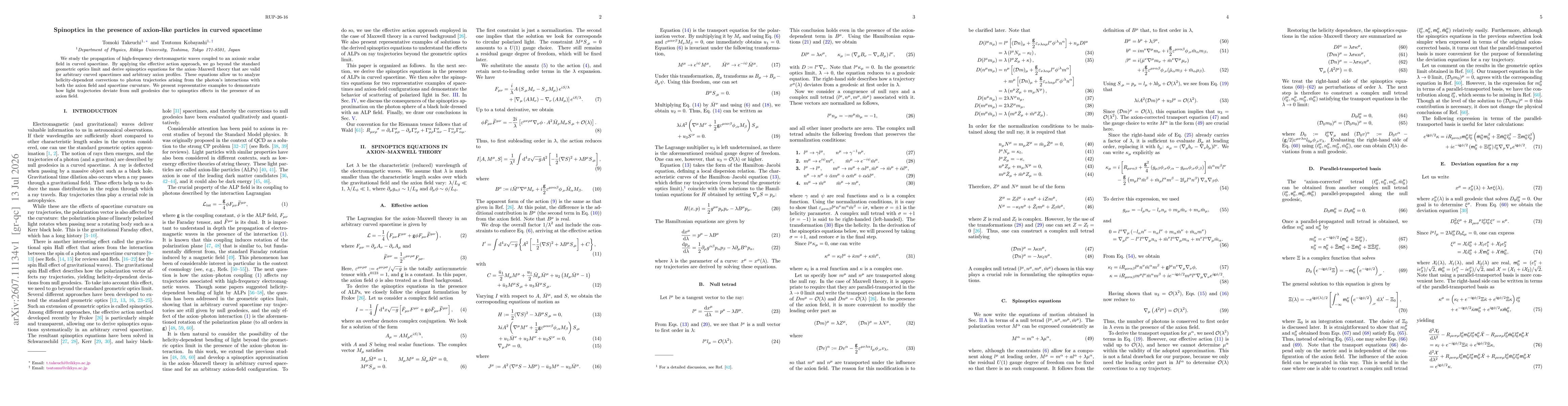 Thumbnail for Spinoptics in the presence of axion-like particles in curved spacetime