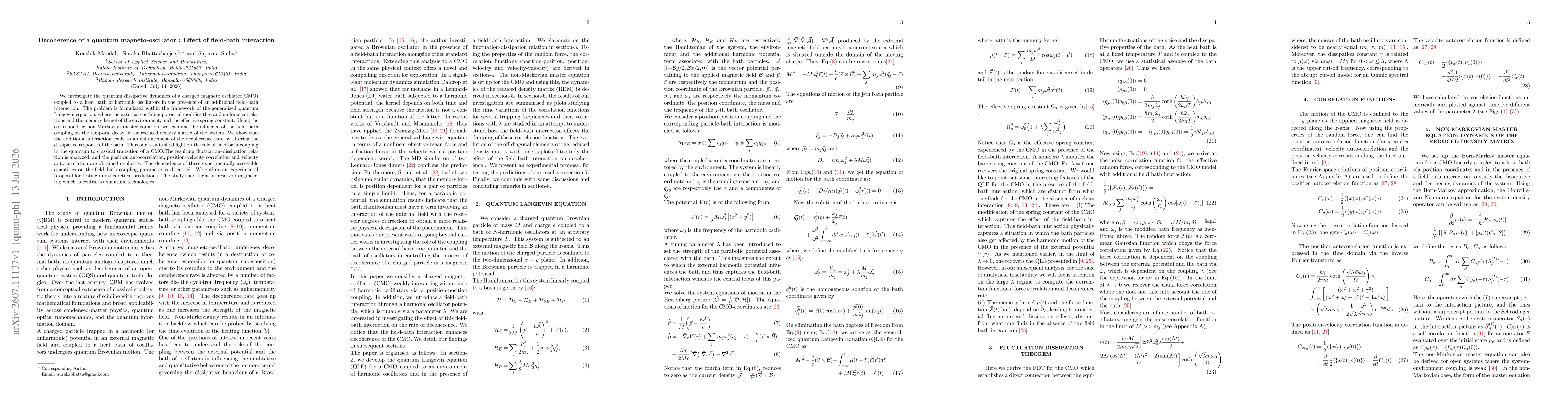 Thumbnail for Decoherence of a quantum magneto-oscillator: Effect of field-bath interaction