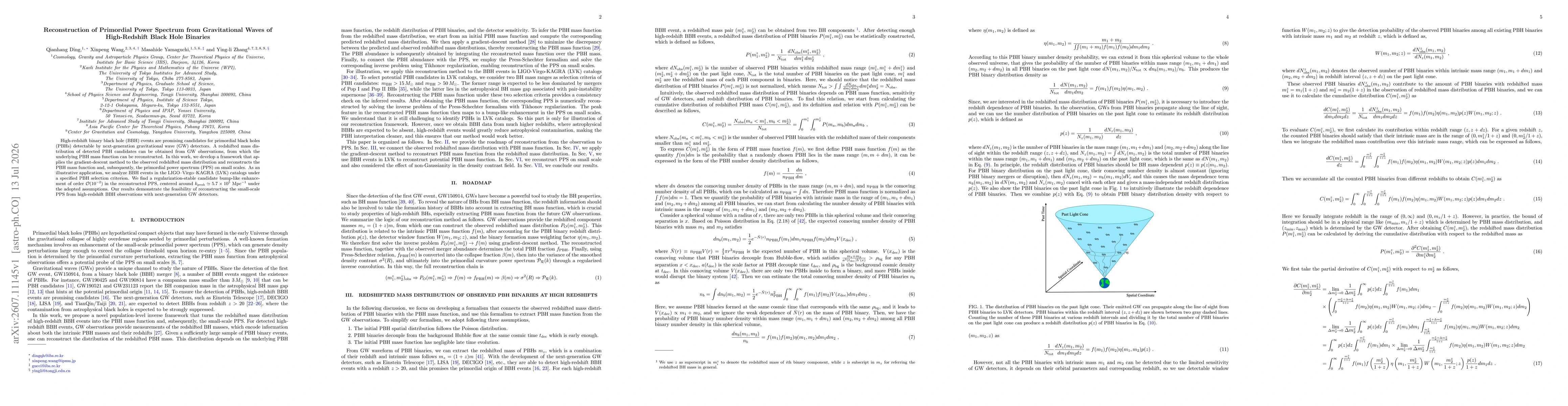 Thumbnail for Reconstruction of Primordial Power Spectrum from Gravitational Waves of High-Redshift Black Hole Binaries