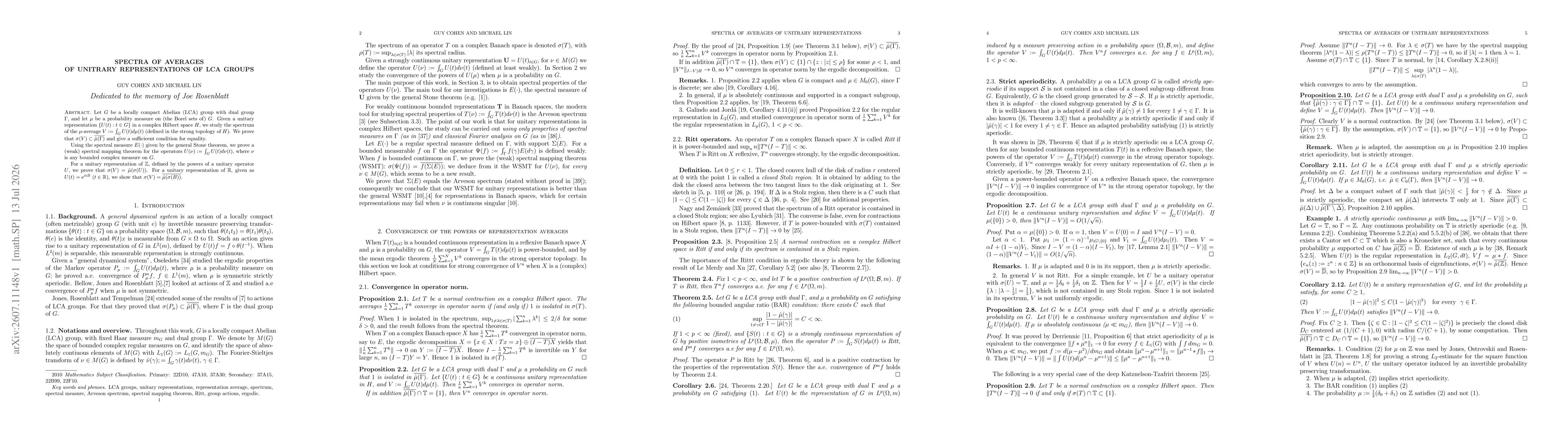 Thumbnail for Spectra of averages of unitary representations of LCA groups