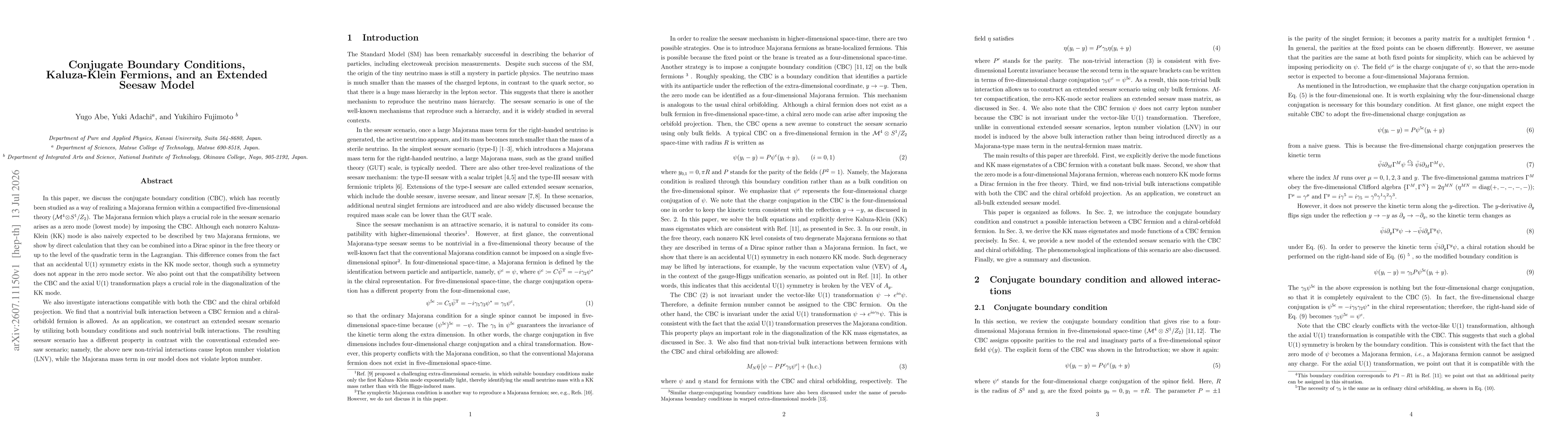Thumbnail for Conjugate Boundary Conditions, Kaluza-Klein Fermions, and an Extended Seesaw Model