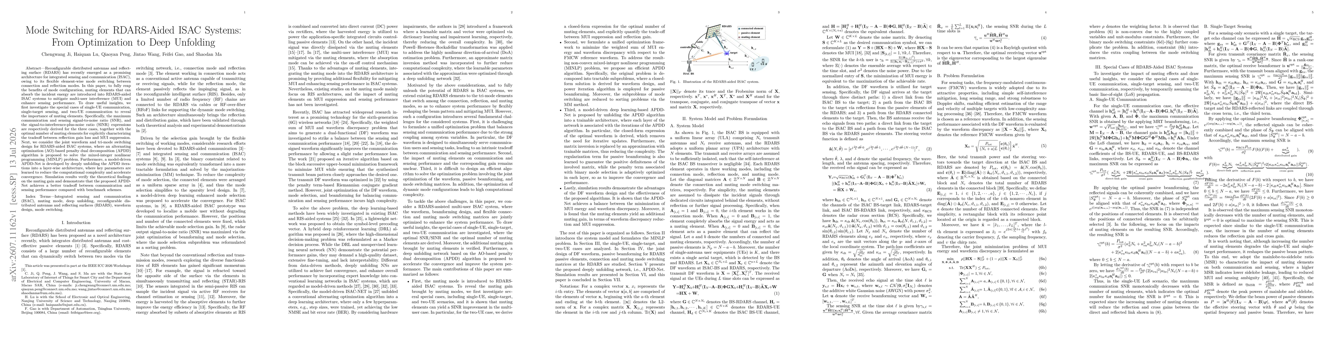 Thumbnail for Mode Switching for RDARS-Aided ISAC Systems: From Optimization to Deep Unfolding